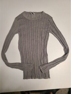 Zara sheer ribbed long-sleeve knit top Size M 8779/004/826